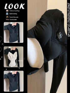 Lace Decorative V-Neck Long Sleeve Fitted Thermal Underwear