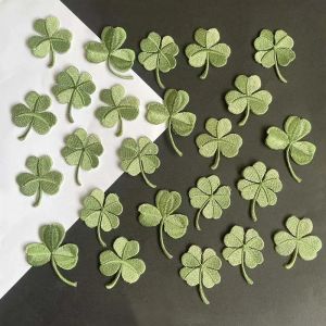 5PCS/Green Fabric Leaves Applique PatchLucky Clover Flower Embroidery Iron on Patches For ClothingClothes Repair Stickers