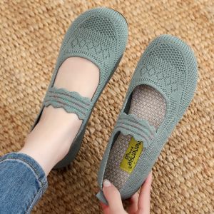 Casual Spring 2024 New Arrival Womens Flat Shoes Flying Woven Old Beijing Cloth Shoes Slip-on Broadband Mothers Shoes