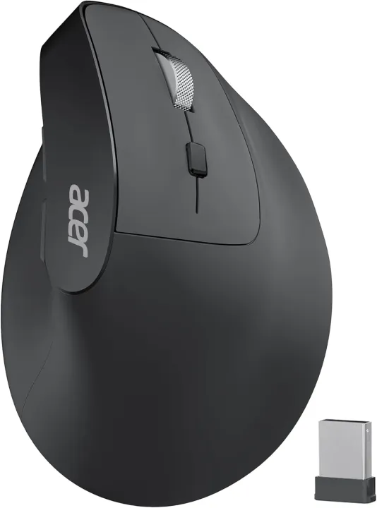 acer Ergonomic Mouse Wireless, Adjustable DPI Vertical Mouse 1000/1200/1600 with 6 Buttons, Rechargeable Ergo Mice with 2.4GHz USB Receiver for Computer,