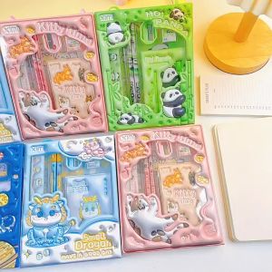 【1-3 days Delivery】6-in-1 School Stationery Organizer For Student  Gift Box Cartoon Childrens Day gift Pencil Case Sharpener Ruler Crayon Set