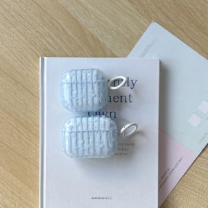 เคสใสลายดาวสีฟ้าเรียบง่ายน่ารัก พร้อมวงแหวนสีขาวสำหรับ AirPods 1 2 3 4 Pro 2 Pro 3