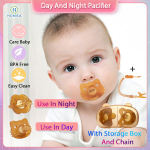 HOMSA Baby Soft Silicone Pacifier Set: Night Use Pacifier & Molar Toy Teether