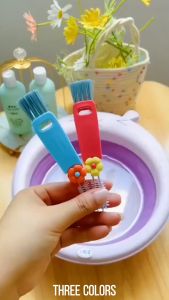 3 in 1 Cup Lid Cleaning Brush Mini Portable Foldable Soft and Flexible Crevice Cleaning 3 in 1 Multifunctional Cup Lid Cleaning Brush Nylon Wire Bottle Lid Baby Milk Bottles Cleaner Slotted Groove Brushes