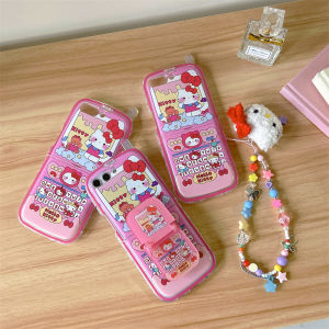 เคสโทรศัพท์มือถือ Kitty Cat ZFlip7 ZFlip6/5 เซลลูโลสซิลิโคนป้องกันการตกหล่นแบบพับได้ ลายการ์ตูนน่ารัก เคสโทรศัพท์มือถือแบบหนา
