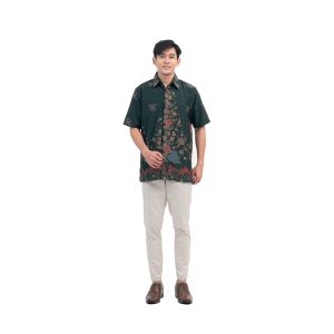 Kemeja Hem Batik Lengan Pendek Atasan Batik Pria Motif G 003 Bahan Katun Adem Dan Nyaman