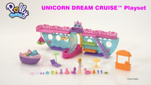 Polly Pocket Unicorn Dream Cruise Playset Portable Boat With 1 Doll Water Play And Color Change Accessories