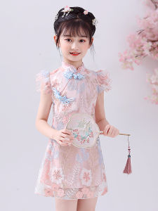 Princess Style Summer Dress for Girls Childrens Cheongsam Fashionable Little Girl Big Kid Hanfu Costume A-Line Skirt Dress