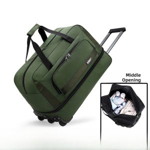 Large Capacity Oxford Cloth Luggage Bag Travel Bag with Pull Rod for Students Living at School Working People Going Home