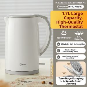 [China Plug Adapter Needed] Midea | Thermal Double Layer Automatic Shutdown Electric Kettle 2L