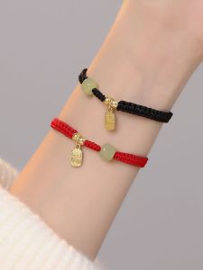 Hetao Jade Lucky Charm Bracelet Womens Design Bracelets Woven with Red String for Lucky Year Couples Fashion Jewelry