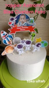 Topper Astronot Custom Foto untuk Dekorasi / Hiasan Kue / Cake Ulang Tahun / Ultah Anak Karakter