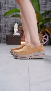 Wedge Shoes For Women Light Platform Topsider Loafers Genuine Leather Slip On Sale Original Casual Closed Thick Bottom Shoes