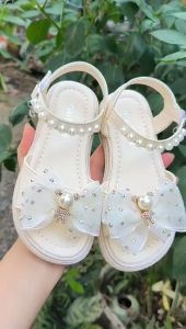 (Nhập Nguyên Hộp) Dép Sandal Bé Gái 3 - 13 Tuổi Đính Nơ Siêu Nhẹ Chống Trơn Trượt Dép Quai Hậu Quai Ngọc Cho Bé Gái Phong Cách Hàn Quốc