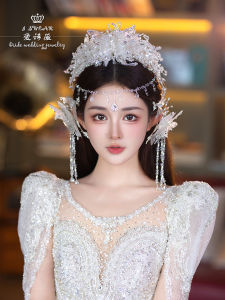 Ashiwei Handmade Crystal Beads Earrings Crown Hair Accessories for Fashion Wedding Bridesmaid Gowns and Makeup