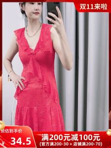 Váy Ren Thêu Viền Ren Thời Trang Mùa Hè Cổ Chữ V Ôm Vừa Vặn Cho Nữ Váy Midi Thường Ngày Bằng Nylon Và Polyester