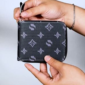 Shigetsu Signature YUBARI Monogram Leather Folding Wallet with Attached Flip Pocket for Men Bifold