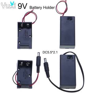 YuXi 9V Battery Clip Holder 6F22 9 Volt Battery Case Box With Wire Leads DC 5.5*2.1mm Plug With ON/OFF Switch & Cover