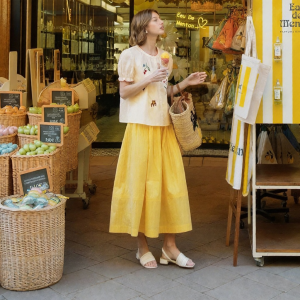 INMAN | Floral Pleated High-Waisted A-Line Skirt
