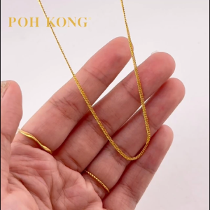 POH KONG 999/24K Yellow Gold Solid Single Curb Chain_C01Y001-001-000