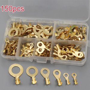 150pcs/set Round Terminal Block DJ431 O-type Lugs Terminals Cold-Pressed Connector Copper Tab Wiring Nose Combination Set