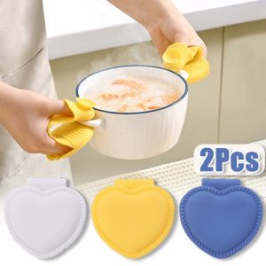 ถุงมือทนความร้อนได้ซิลิโคนสำหรับงานครัว2ชิ้นถุงมือกันหม้อลื่นกันความร้อนถุงมือทำอาหารถุงมือเตาอบ