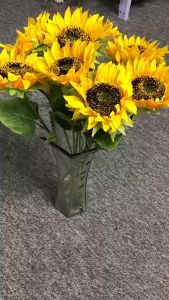 【Must-Have Gadgets】 FAYSHOW 3Heads Real Touch Bright Yellow Home Decor Silk Sunflower