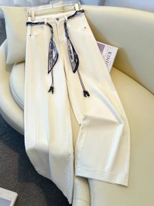 High Waist Wide Leg Straight Cut Jeans Womens Fashionable White Denim Pants Autumn Winter New Arrival La Chapelle Brand