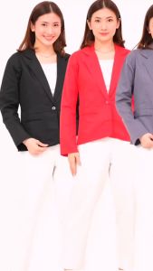 NHM Blazer Wanita Formal Jas Kerja Geby Katun Tebal Twill
