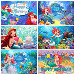 Under The Sea Little Mermaid Princess Backdrop Girls Birthday Decorations Party Supplies Ariel Princess Baby Shower Banner Gift