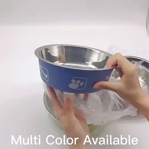 Anti-Slip Stainless Steel Dog Bowl Durable Thickened Stainless Steel Double Walled Nonslip Rubber Bottom Design Metal Pet Dog Cat Food & Water Bowls Cartoon Print Medium Large XLarge Size