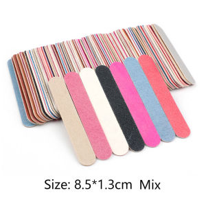 100Pcs Mini Wood Nail Files Disposable Double-sided Pedicure Grinding Nail Manicure Tools 180/240 Wooden Nail Buffer Thick Stick