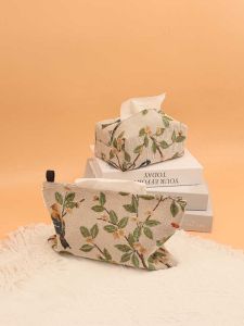 Creative Fabric Art Bird And Flower Tissue Cover Luxury High End Car Mounted Living Room New 2024 Drawstring Tissue Box