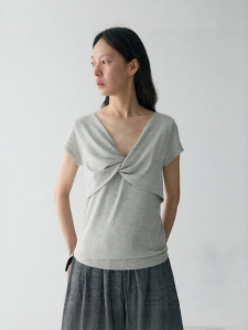 INSIS FEMME | Silky Wool Design Summer T-Shirt Sleeve Short Top