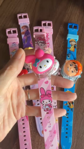Kuromi Melody Kitty Cinnamonroll Boiboiboy Labubu Spiderman Batman Mario flip watch with light and music digital kids watch Malaysia ready stock