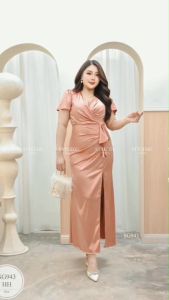 SG309  เดรสสายเดี่ยว ปาดไหล่ อกแต่งโบว์ด้านหน้า ใส่ออกงาน ร่วมงานแต่ง เพื่อนเจ้าสาว ใส่ดินเนอร์ ใส่ออกงานกินขาดแน่นอนค่ะ