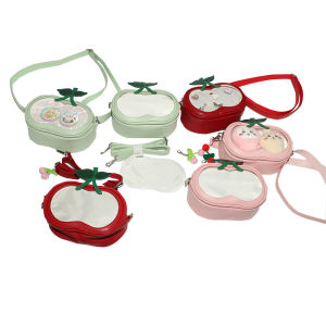 Cherry Sauce Cute Little Pain Bag Casual Crossbody Original Design Youth PU Leather Solid Color for Spring Leisure