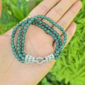 Q887 Chuỗi vòng 3v Lam Ngọc màu đậm 5li thiết kế móc khóa đẹp ko kén mệnh - Phong Thủy TUDO