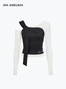 ANN ANDELMAN | Summer New Spliced Two-in-One Off-Shoulder Long Sleeve Top