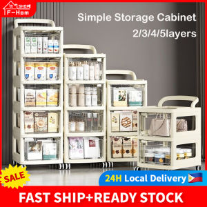 Kitchen Storage Cabinet Organizer 2/3/4/5 Layers Transparent Dust Cabinet Portable Removable storage cabinet Toy storage cabinet Enclosed storage cabinet Living Room Organizer Drawer Type Bedside Table