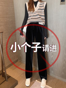 กางเกงขากว้างผ้ากำมะหยี่กำมะหยี่ทรงหลวมสำหรับผู้หญิง ทรงสลิมฟิต ทรงหลวม ทรงขากระบอก กางเกงขายาวทรงหลวม