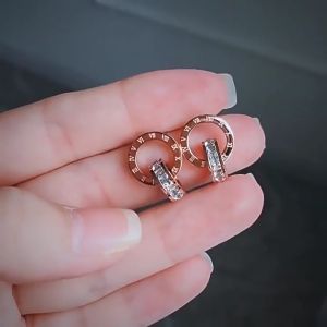Ladamas Anting Titanium Dengan Cincin Permata Berkilau Fashion Korea AT2