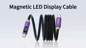 HAGiBiS SX04S Magnetic 240W USB-C Fast Charging Cable with LED Power Display – Tangle-Free Waterproof and High-Speed Data Transfer