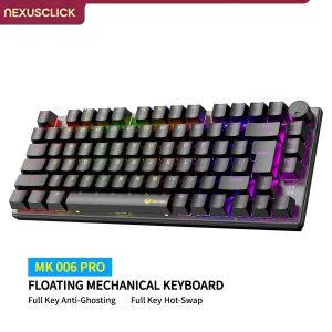 NexusClick 75% Layout 80 Keys Hot Swappable Mechanical KeyboardPBT Keycaps RGB Volume Knob Type-C Custom Gaming Office Keyboard