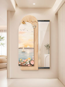 HAOJIUBUJIAN | Cream Style Decorative Full-length Mirror with Holes Panel Hidden Sliding