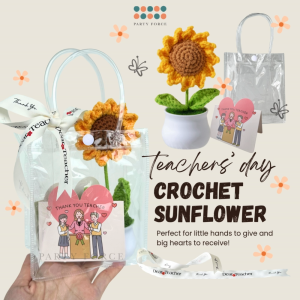 Personalised Crochet Sunflower Pot Graduation Gift Thank You Teacher Gift Bag Teachers Day Flowers