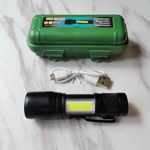 Đèn Pin LED Mini COB + XPE Di Động Sạc USB Có Thể Phóng To Tập Trung Ánh Sáng Với Kẹp Bút Chiến Thuật Đèn Pin Cho Cắm Trại Chống Nước 450 Lumen