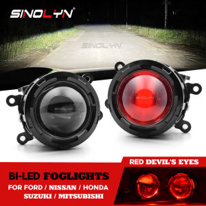 H11 Bi LED Projector Lens Fog Light Red Devil Demon Eyes For Mitsubishi Montero/Mirage/Honda City/Fit/Ford Ranger/Focus/Navara D40/Subaru Forester/BRZ Fog Lamp Bumper Car Accessory