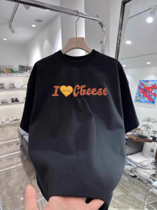 Áo Thun Cotton Tay Ngắn in Hình Trái Tim Phong Cách Đường Phố Mỹ Mùa Hè Rộng Rãi Cổ Tròn Nặng 260g Áo Thun Nam