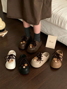 XIXITIAO | Thin Stripes Japanese Retro Forest Style Button Buckle Clogs Summer